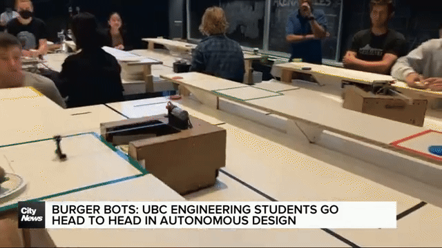 Burger-serving robot in motion